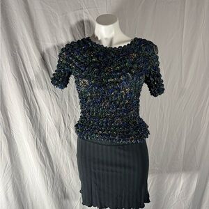 Y2K Scrunch Blue and Green Top